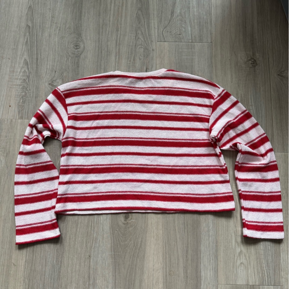 Zara Red and White Knit Crop Sweater - Picture 3 of 3